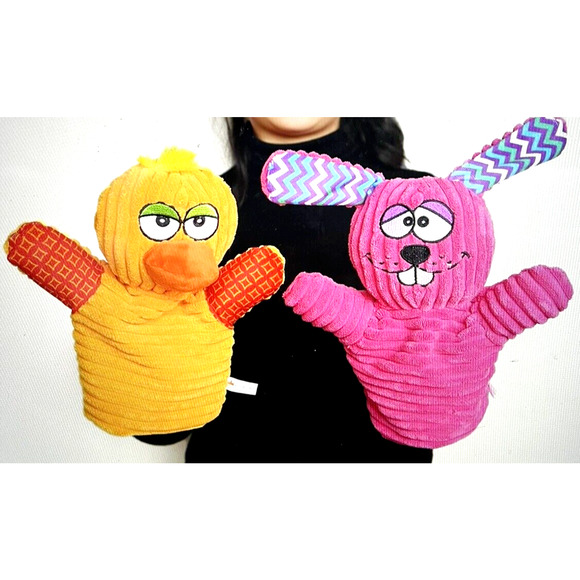 Better Line Hand Puppets NEW 4 Animals Colorful Bunny Duck Cat Elephant Sealed - Picture 2 of 8